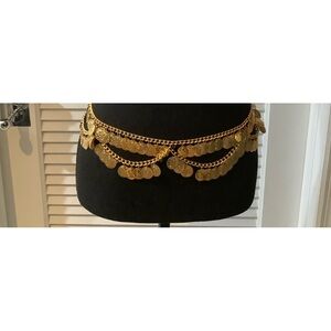 Faux coin gold tone belts